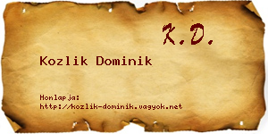 Kozlik Dominik névjegykártya